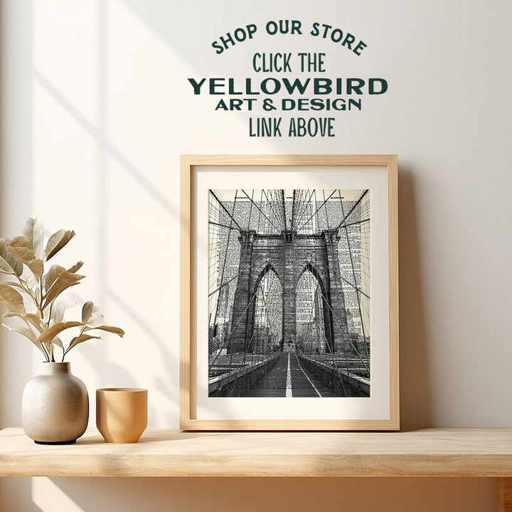 Brooklyn Bridge Poster, Dictionary Wall Art - Upcycled 8x10 Vintage Retro New York City Home Decoration - Chic Office or Apartment Decor - Unique Gift for New Yorkers, NYC, NY, Manhattan Fans