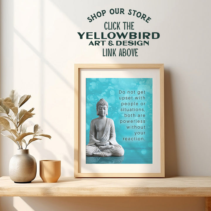 Buddha Decor - Zen Wall Art - Meditation Picture Print Home Decoration for Spa, Living Room, Yoga Studio, Bedroom - Inspirational New Age Quote Saying - Gift for Women, Buddhism Fan, Buddhist - 8x10