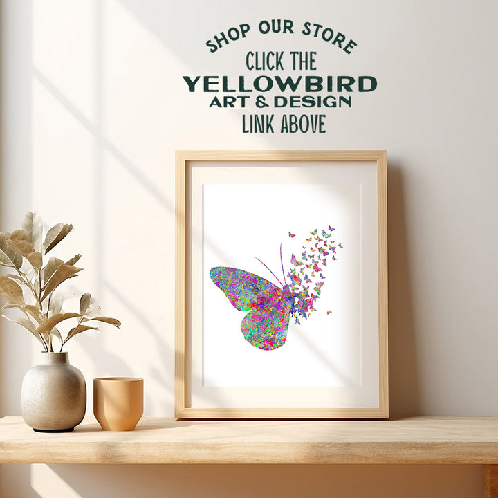 Butterfly Watercolor Style Wall Art Decor Picture for Nursery, Baby, Kids, Women, Girls, Room, Bedroom - Modern Home or Apartment Decoration or Great Gift - 8x10 Contemporary Photo Poster Print