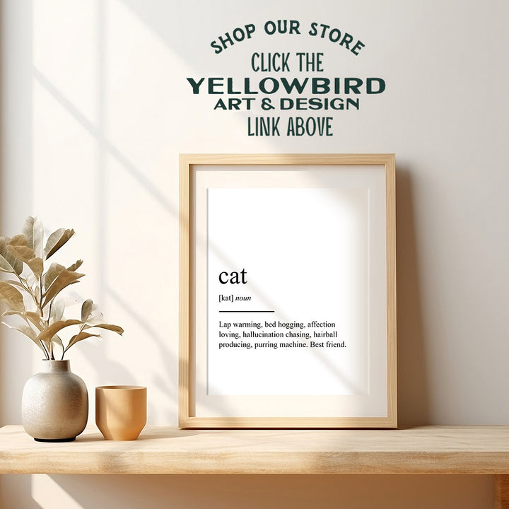 Cat Definition Wall Art, Home Decor - Funny Poster, Print - Unique Room Decorations for Bedroom, Living Room, Veterinarian, Vet Office - Gift for Kitty, Feline, Kitten Lovers, 8x10 Photo UNFRAMED