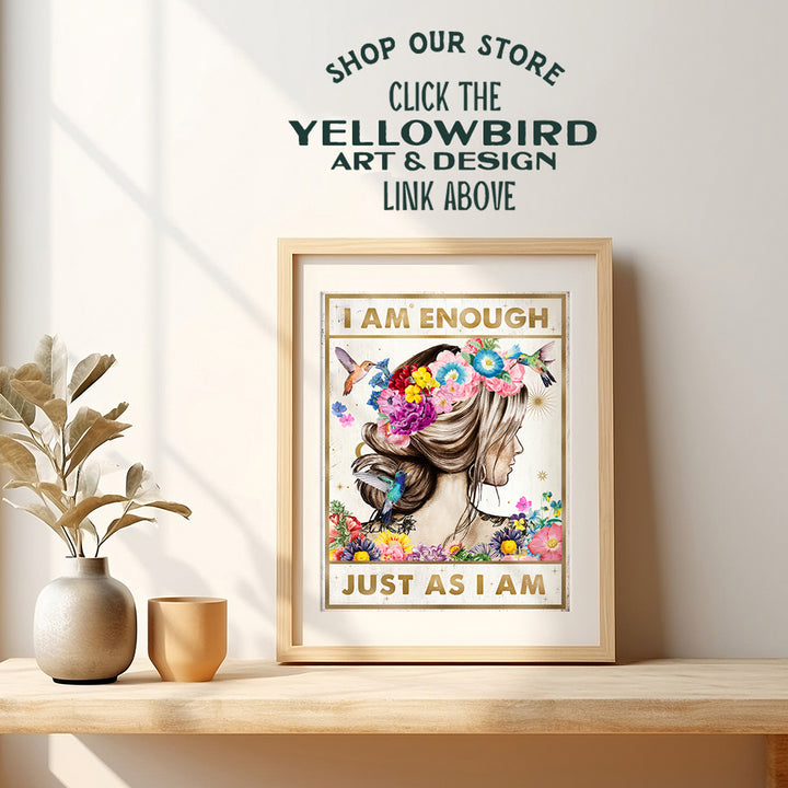 Positive Quotes Wall Decor for Women - positive Affirmations Inspirational Wall Art - Zen Wall Decor - Motivational poster - Boho-chic Teen Room Decor Girls Bedroom Decor - I Am Enough Daughter Gifts