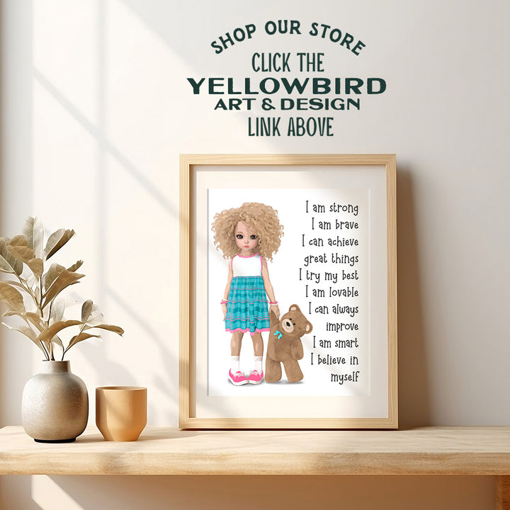 Wall Decor for Girls - Inspirational Gifts for Girls - Wall Art for Girls - Little Girls Bedroom - Toddler Girls Room - Positive Affirmations - Positive Wall Art Sayings - Positive Quotes Wall Decor