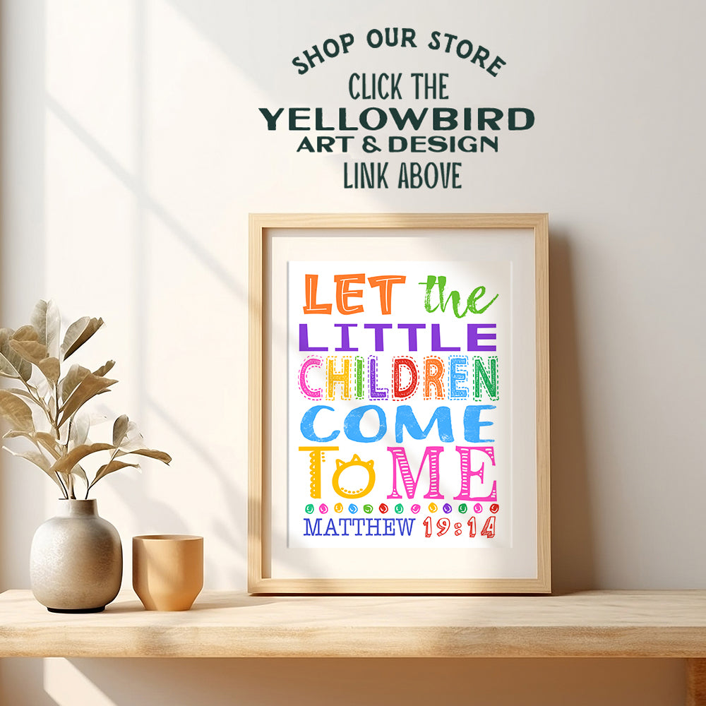 Religious Scripture Wall Decor for Boys Room Art, Girls Bedroom, Kids Bathroom, Church Bible Study Classroom, Playroom, Family Room - Cute Inspirational Christian Gifts Poster Print Picture