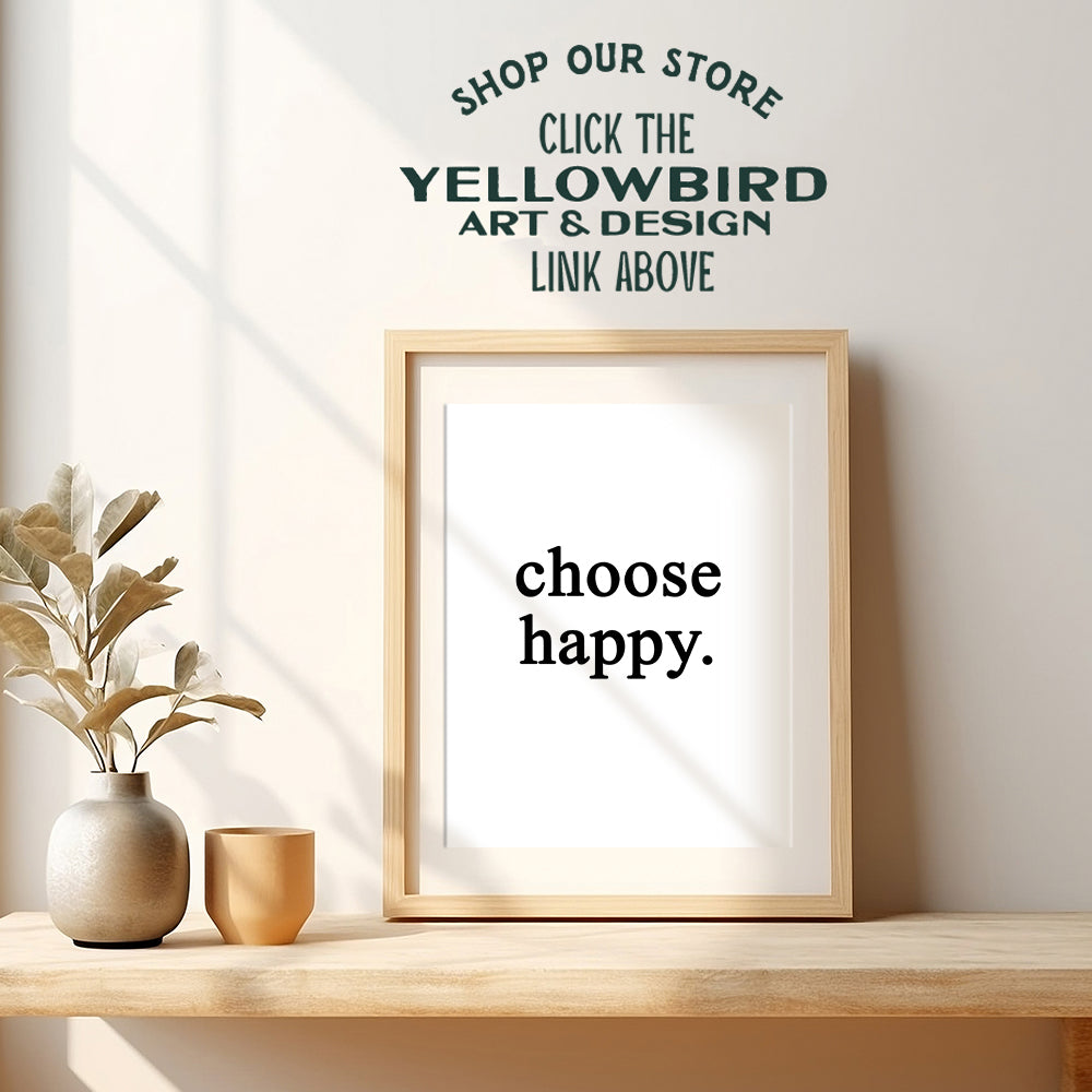 Choose Happy Wall Art Print Typography - Unframed - Makes a Great Gift - Chic Home Decor - Ready to Frame (8x10) Photo - Motivational and Inspirational