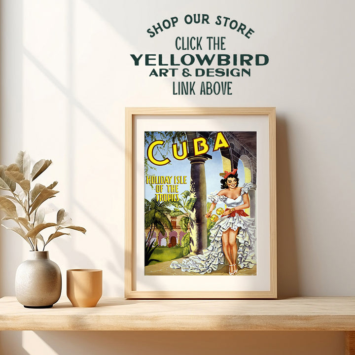 Cuba Travel Poster Vintage Wall Art Print - 8x10 Unframed Photo - Makes a Great Gift - Chic Home Decor