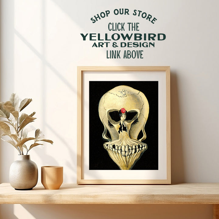 Salvador Dali Skull Wall Art & Decor - Aesthetic Room Decor - Gallery Wall Art - Goth Gothic Home Decor - Salvador Dali Prints - Creepy Hipster Surrealism Wall Art - Museum Poster - Optical Illusion