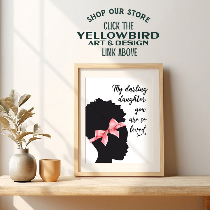 African American Girls Room Decor - Black Girls Bedroom Decor - Wall Art for Little Girls, Toddler Girls, Baby Girls Bedroom, Kids Room - Daughter Gifts -Cute Afro American Home Decoration