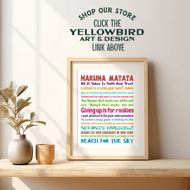 Quotes Wall Decor - Hakuna Matata - Inspirational Gifts for Women, Men, Kids, World Fans - Motivational Wall Art - Decorations - 8x10 print Unframed