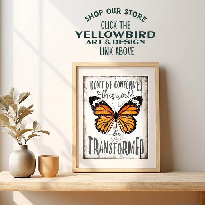 Motivational Butterfly Wall Art Poster - 8x10 Rustic Home Decor, Decoration for Bedroom, Bathroom, Office, Living Room - Inspirational Cute Gift for Women, Woman, Teen Girls - UNFRAMED Picture Print