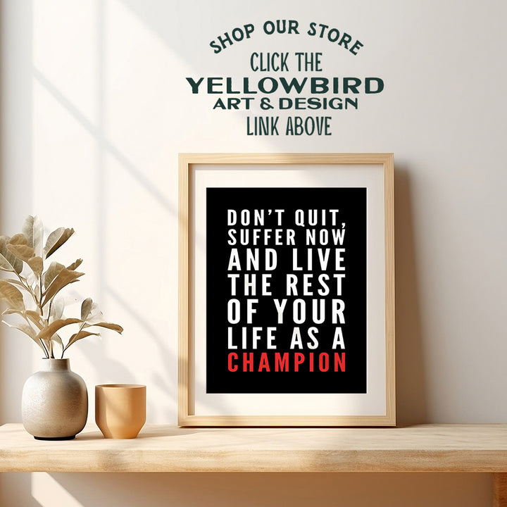 Motivational Quote Wall Art, Home Decor - Gift for Entrepreneur, Coach, Trainer, Boxing Fans - Inspirational Poster, Print - Unique Room Decorations for Office, Gym, Kids Room - 8x10 Unframed