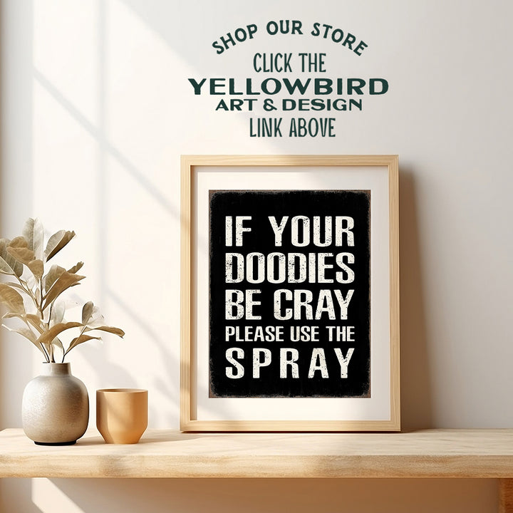 funny Sayings Bathroom Wall Decor - Black and White Typography Wall Art for Modern Bathroom, Restroom, Powder room - Black Bathroom Decor for Men - Cute Sayings funny Home Decor - Bathroom Pictures