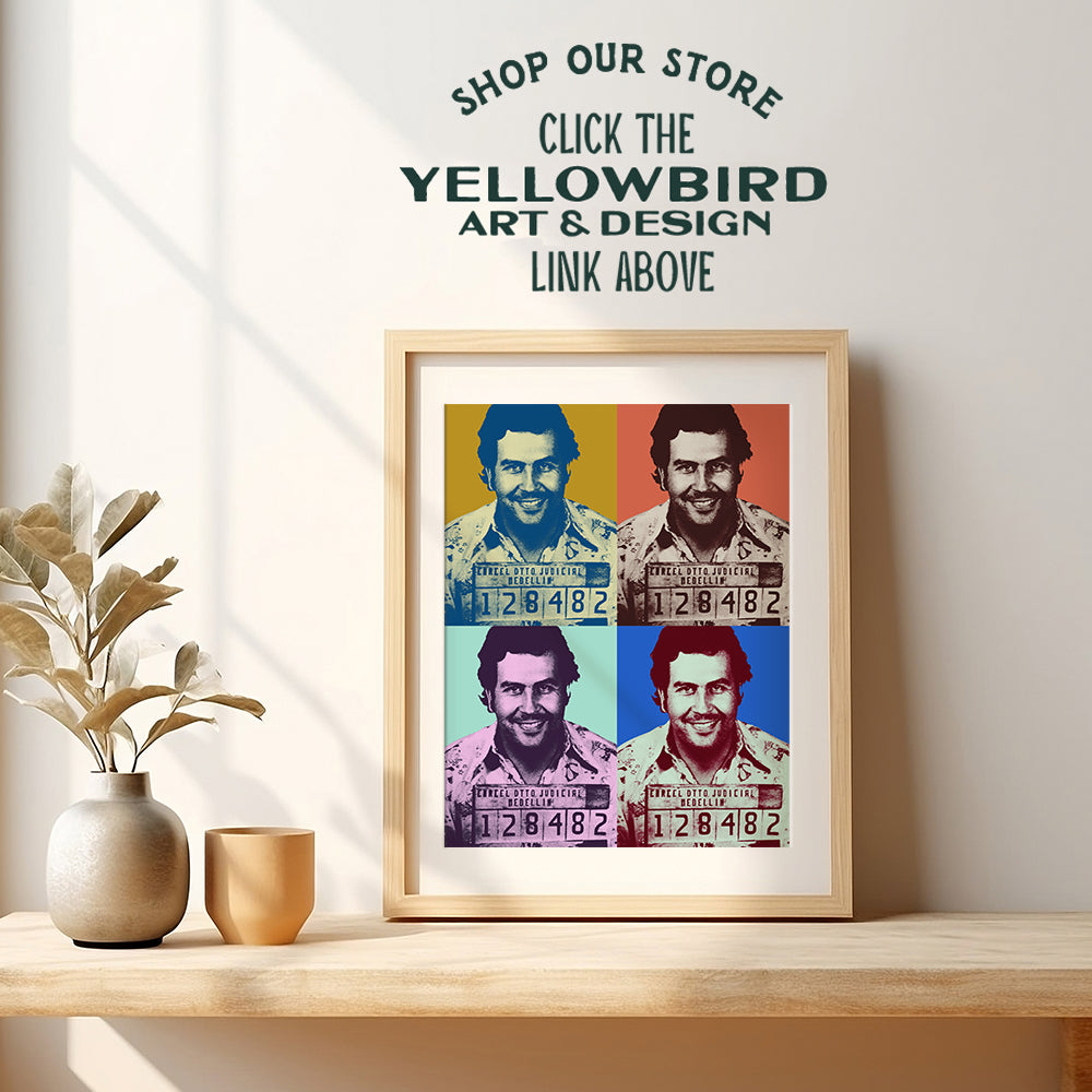 Pablo Escobar Mugshot, Modern Pop Art Wall Decor - 8x10 Contemporary Andy Warhol Style Decoration for Dorm Room, Apartment, Teens Room, Man Cave - Unique Contemporary Home Decor and Great Gift