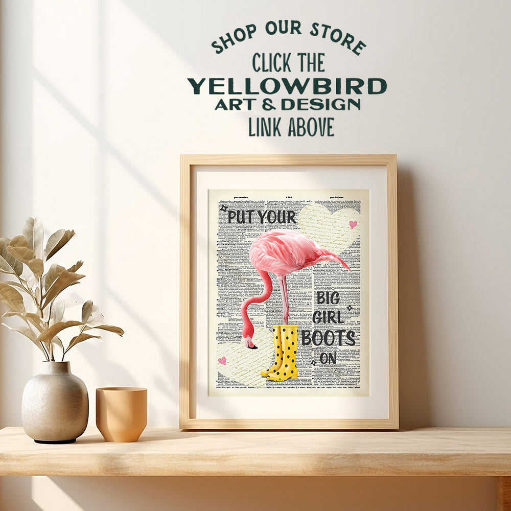 Cute Dictionary Wall Decor for Bedroom - Funny 8x10 Photo Poster - Girls, Kids Room Wall Art Decoration, Home Decor - Chic Motivational Gift for Women - Unframed Picture Print - Tropical Flamingo