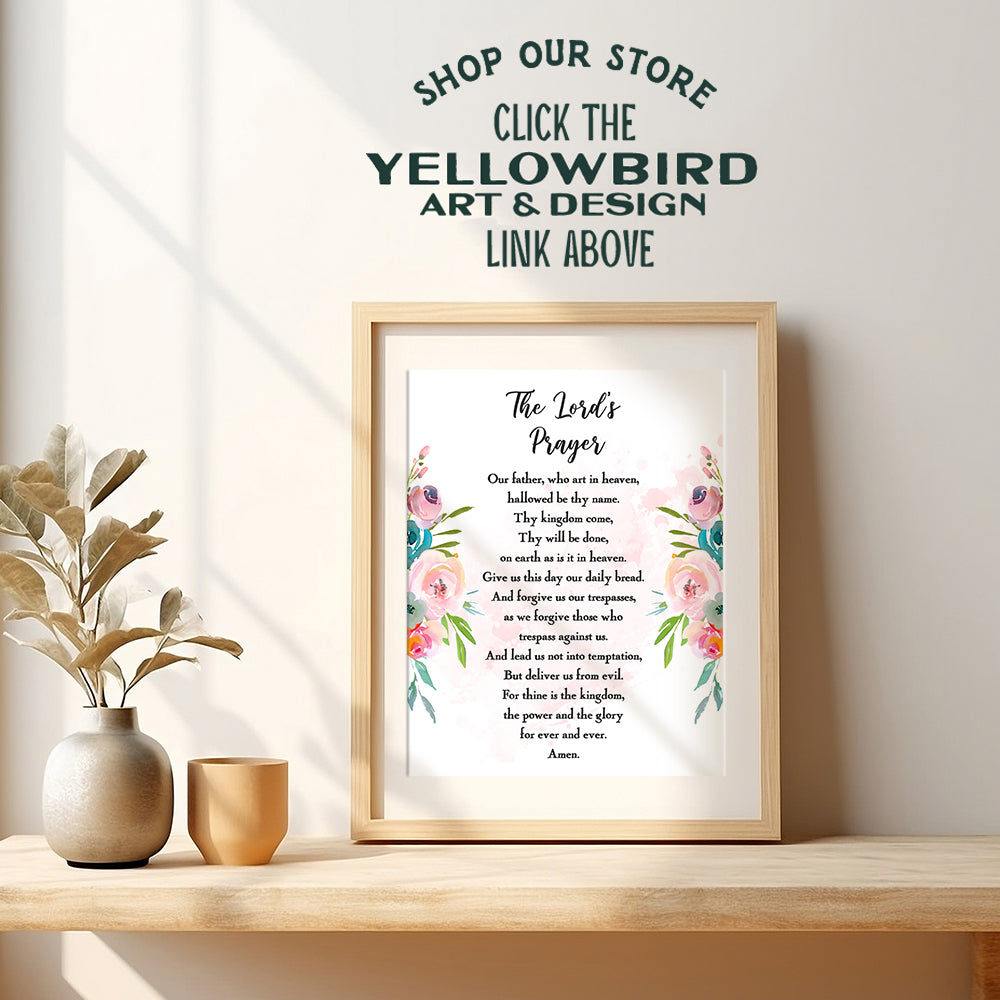 The Lords Prayer Wall Decor - Scripture, Religious Bible Verse Wall Art - Inspirational Room Decoration - Christian Catholic Gift for Women, Pastor, Ordained Minister, God or Jesus Loving Kids, Girls