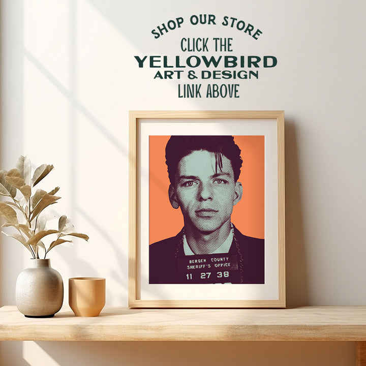 Frank Sinatra Mugshot Poster, Wall Art Print - 8x10 Warhol modern Pop Art Home Decor - Cool Unique Contemporary Room Decorations for Living Room, Bedroom - Gift for Ole Blue Eyes Fans - UNFRAMED