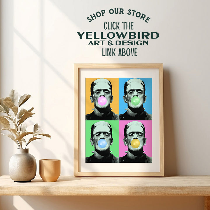 Frankenstein Horror Movie Wall Art & Decor - Vintage Scary Movie Poster Picture Print - Hollywood Monster Movie - Goth, Gothic Gifts - Mary Shelley - Funny Retro Photo - Man Cave, Men, Teens Bedroom