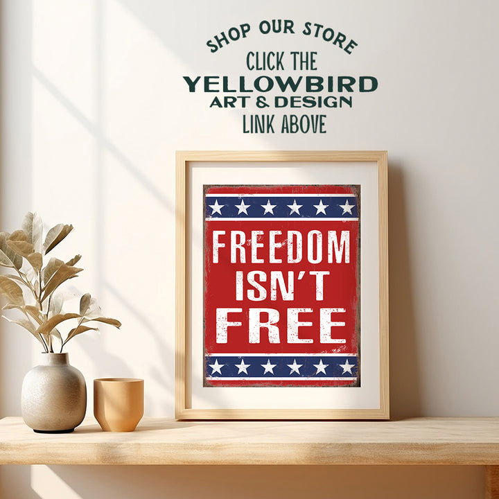 Military Wall Decor - Patriotic Wall Decor - American Flag Wall Art - Gift for Veterans, Vets, Marine Corps, Army, Air Force, Navy, Coast Guard, Men, Women - 8x10 USA Plaque Sign - Unframed