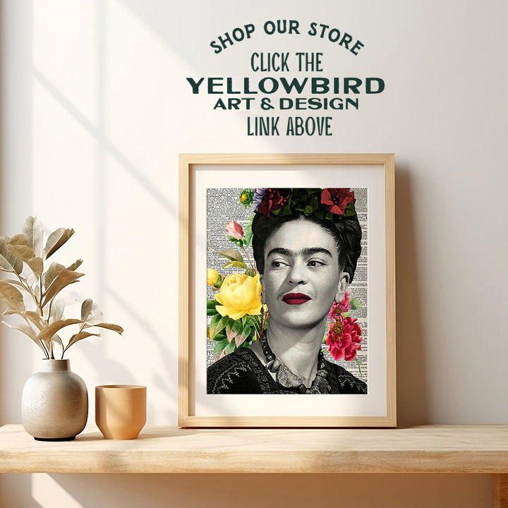 Wall Art Print - Boho Shabby Chic Wall Decor - Modern Home Decor for Bedroom, Bathroom, Living Room, Office - Frida Gifts for Women - 8x10 Poster Photo Unframed