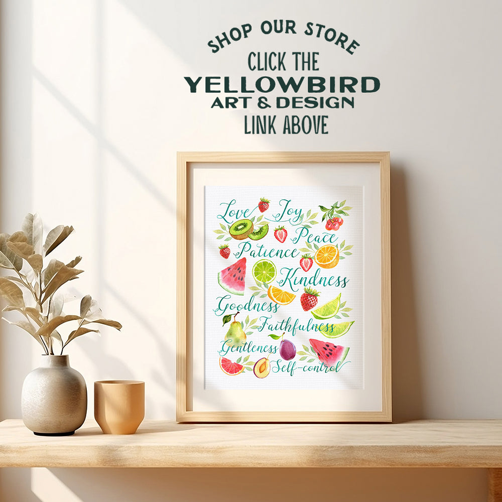 The Fruit of the Spirit - Fruit Wall Art - Galatians Religious Kitchen Wall Decor - Christian Wall Art - Cafe Wall Decor - Bible Verse Wall Decor - Dining Room Wall Art - Scripture Wall Art