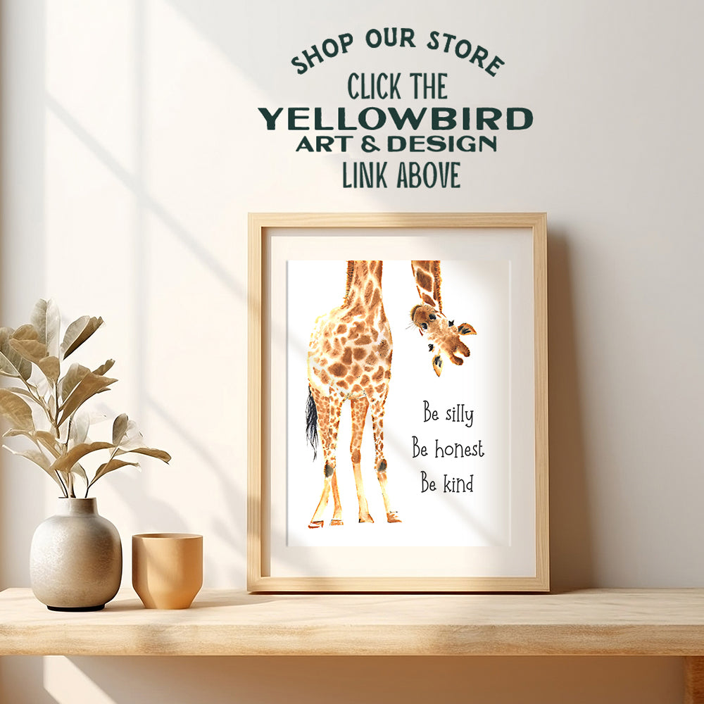 Be Silly Be Honest Be Kind Wall Art - Giraffe Wall Decor - Little Girls Room Decor - Boys Bedroom Decor - Baby Nursery Decor - Toddler Room Decor - Childs Room Decor- Baby Shower Gifts - Kids Wall Art