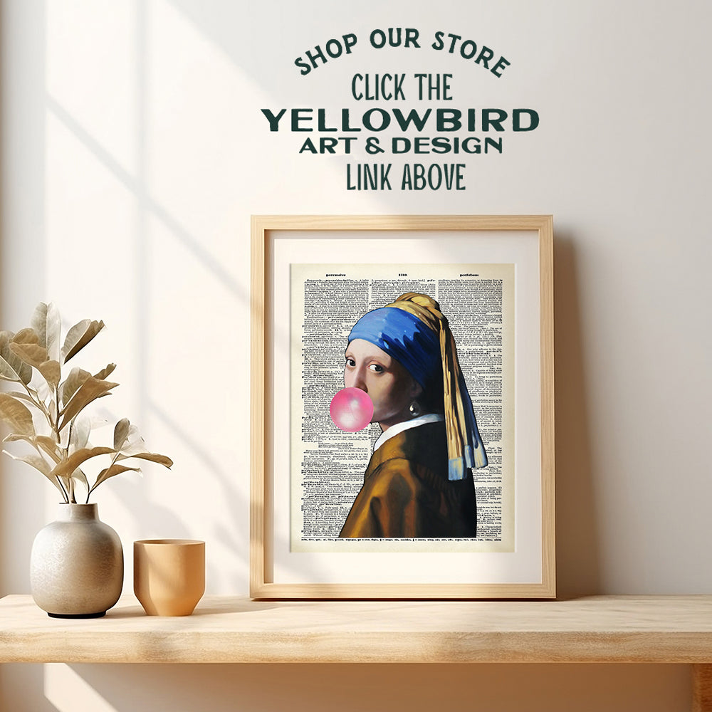 Vermeer Girl With Pearl Earring Dictionary Art, Home Decor - Upcycled Vintage Modern Wall Art Print, Poster - Contemporary Decorations for Bedroom, Living Room - Great Gift - 8x10 Photo Unframed