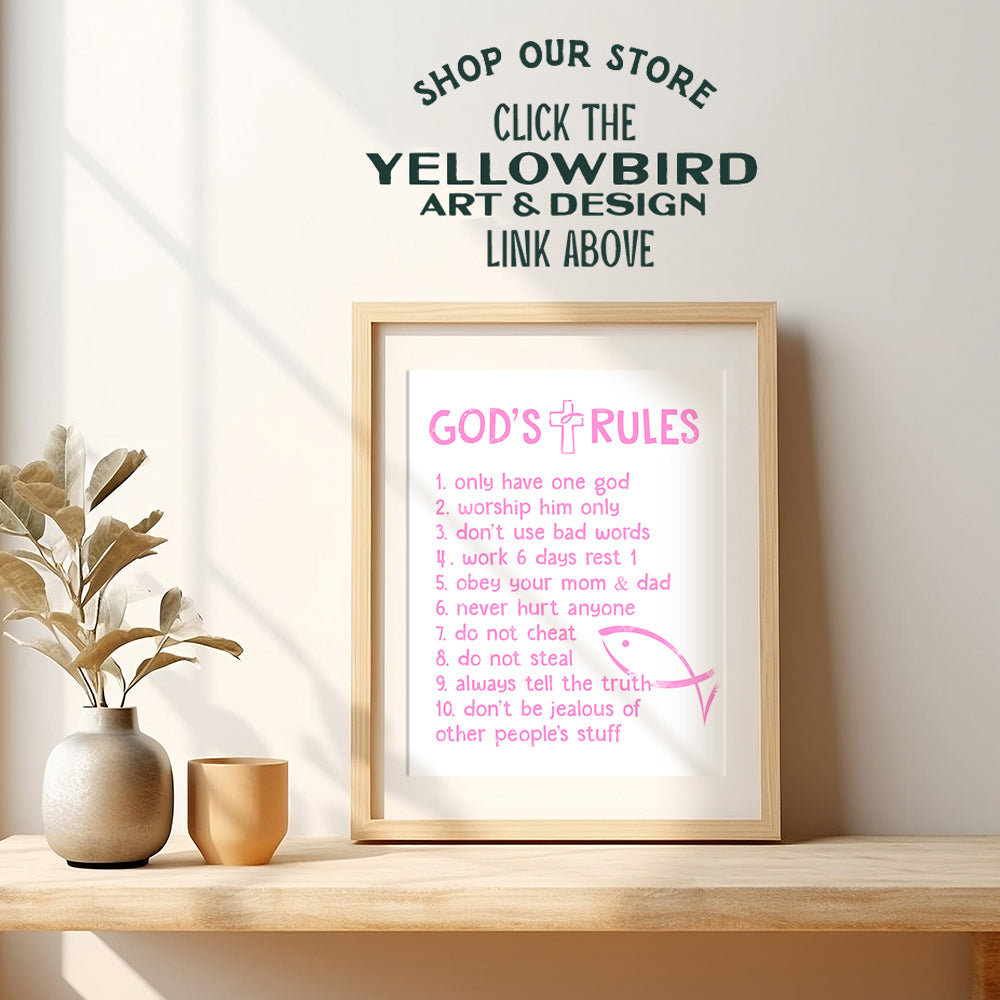 The Ten Commandments - Blessed Wall Decor - Bible Verse Wall Art - Religious Scripture Wall Decor - Christian Gift For Child, Little Girls Room, Baby Nursery - Girls Bedroom Decor - Girls Room Decor