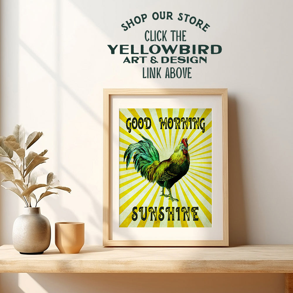 Rooster Kitchen Decor - Cafe Wall Decor - Dining Room Decor - Rooster Decor - Retro Kitchen Decor - Good Morning Sunshine - Restaurant Decor - Vintage Kitchen Decor - Yellow Kitchen Decor