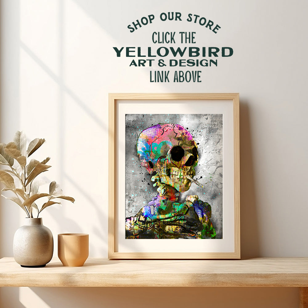 Graffiti Van Gogh Wall Art - Banksy Wall Art - Dorm Room Poster - Graffiti Wall Art - Cool Wall Decor - Trendy Room Decor Aesthetic - Funky Wall Art & Decor - Modern art - Skeleton Stoner Room Decor