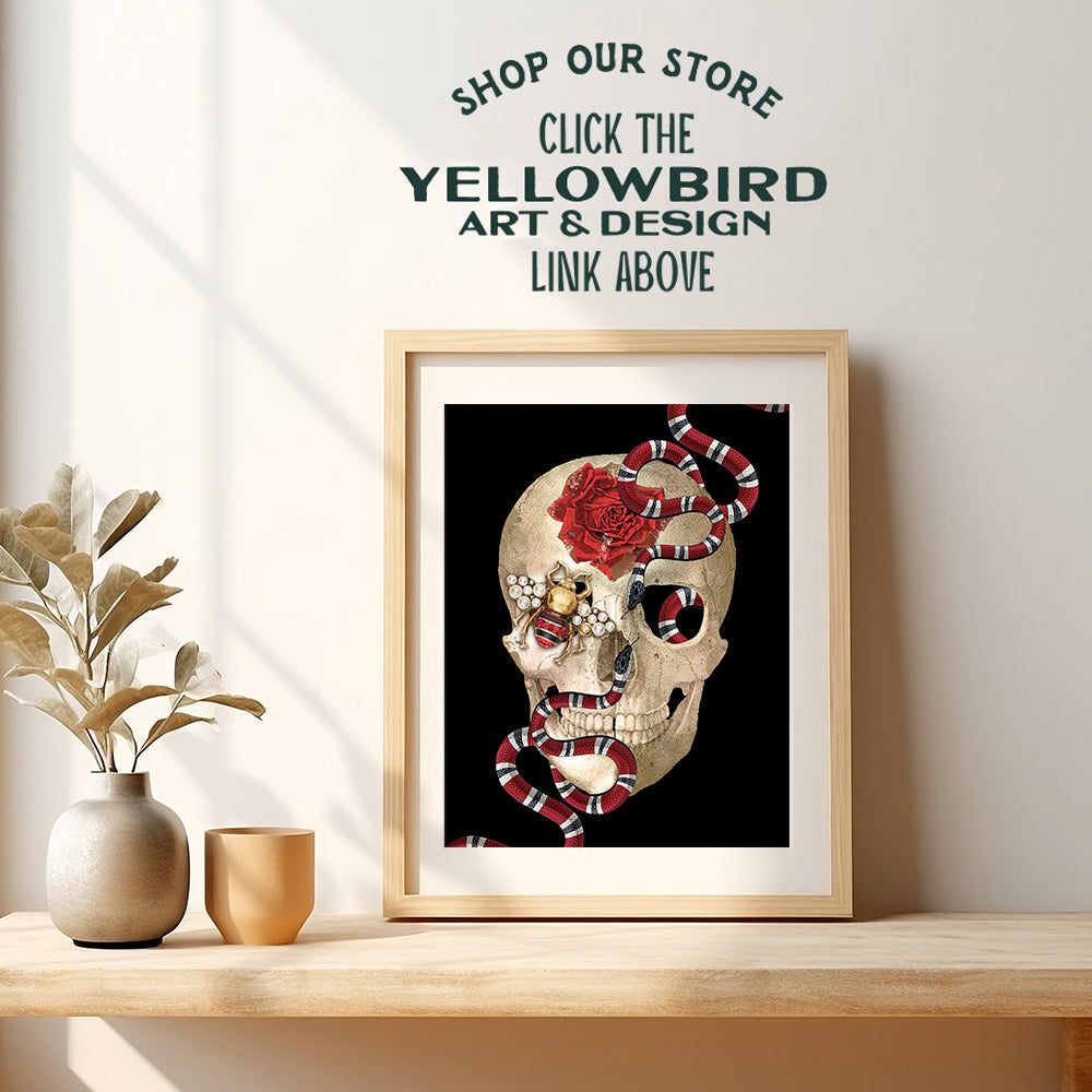 Poster of Wall Art - Gothic Skull Wall Decor - Snake Picture - Glam Print for Room or Home Decoration - Fashion Design - Designer Gifts for Women, Wife, Her, Teens, Girls - Glamour Couture