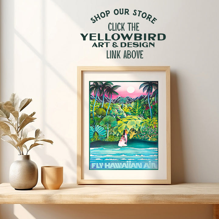 Vintage Hawaii Travel Wall Art Print - Tropical Home Decor for Lake or Beach House, Living Room, Bedroom, Kitchen, Bathroom - Makes a Great Gift - 8x10 Photo - Unframed