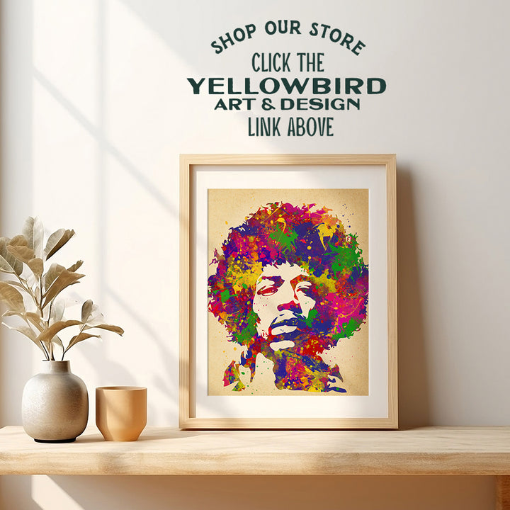 Jimi Hendrix Poster - 8x10 Psychedelic Experience Wall Art Decor for Men, Boys Bedroom, Living Room, Music Studio - Gift for Guitarist, Musician, Woodstock, Purple Haze, 60's Music Fan - UNFRAMED