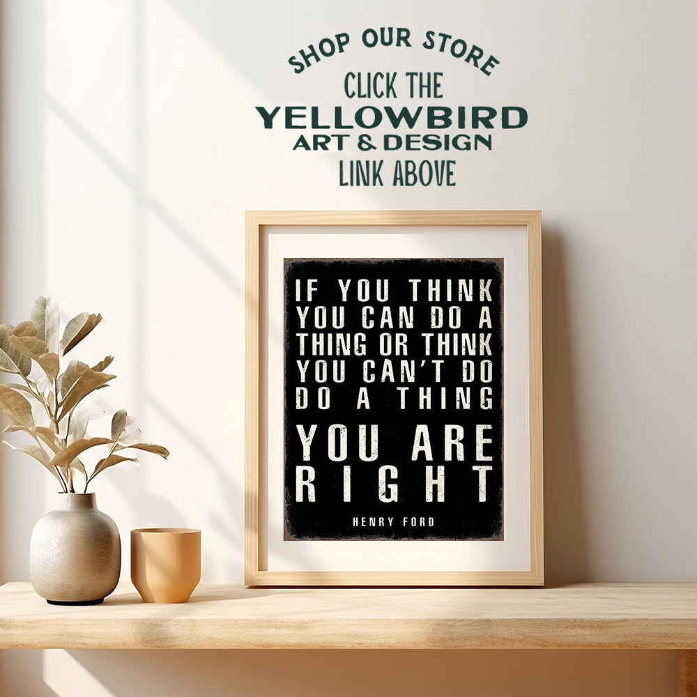 Inspirational positive Quotes Wall Decor - Motivational Black Office Decor - Henry Ford Typography Wall Art - Personal Growth Mindset Poster for Gym - Motivation Entrepreneur Gifts for Men, Women