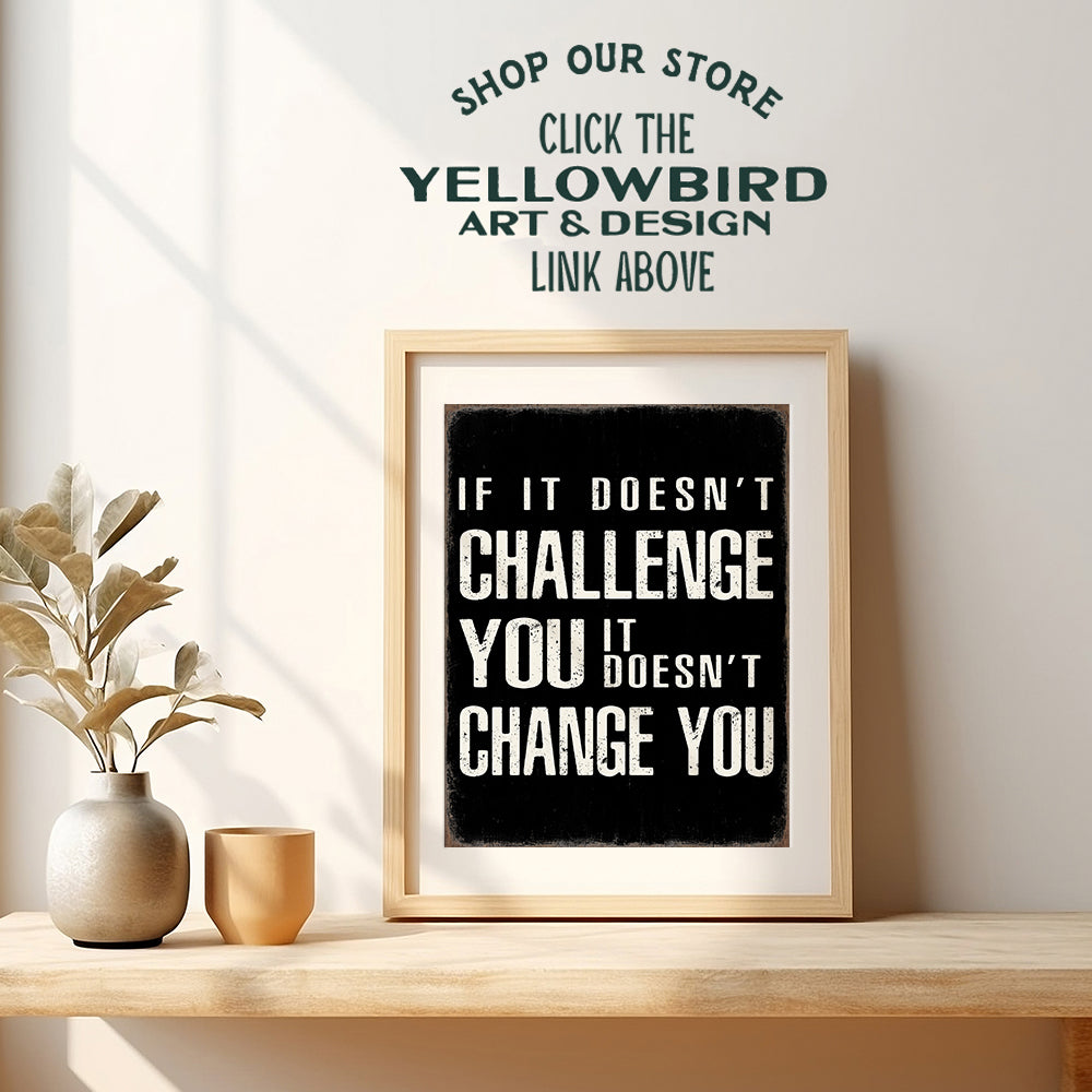 Motivational Wall Art & Decor - Gym Wall Decor - Inspirational Quotes Wall Art - Black Motivation Inspiration Positive Quotes Wall Decor - Man Cave - Office Wall Art for Men - Yellowbird Art & Design