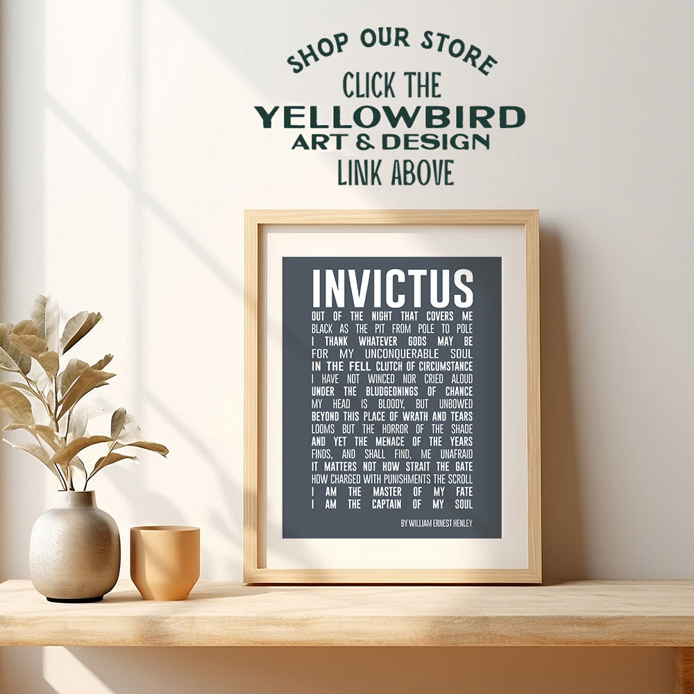 Invictus Poem Quote Wall Art Print - Motivational Inspirational Home Decor for Bedroom, Den, Office, Classroom or Dorm Room - Makes a Great Gift for Teachers, Graduation, Kids - 8x10 Photo - Unframed