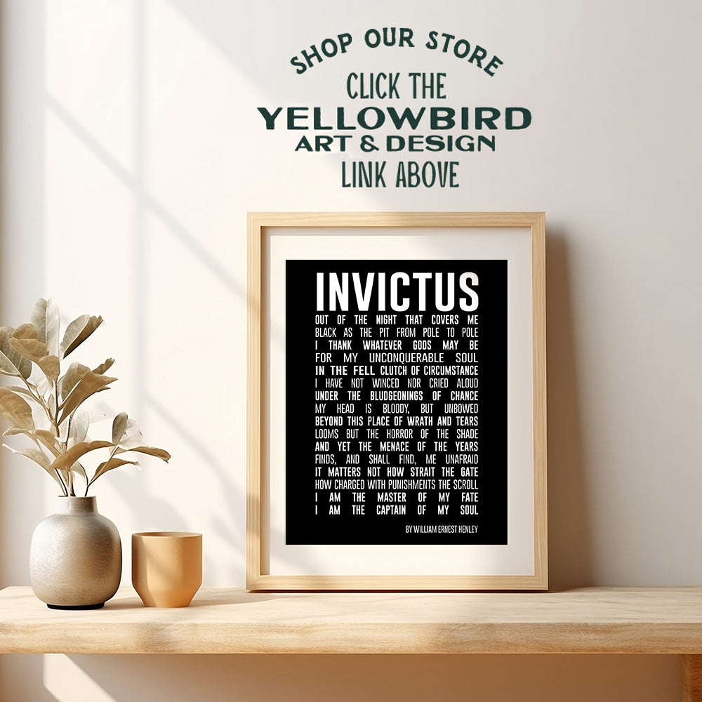 Motivational Invictus Poem Quote Wall Art Print - Inspirational Home Decor for Bedroom, Den, Office, Classroom or Dorm Room - Gift for Entrepreneurs, Teachers, Men, Teens, Kids - 8x10 Photo - Unframed