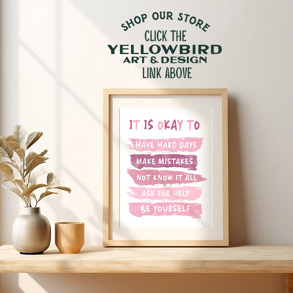 Motivation Inspiration Wall Art - Positive Quotes Wall Decor - Encouragement Gift - Inspirational Gift for Woman Girl Daughter Entrepreneur - Pink Motivational poster - Home Office Bedroom Bathroom