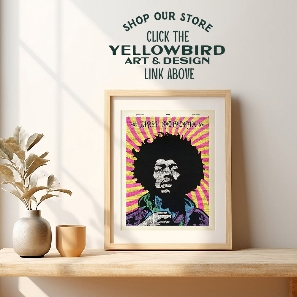 Jimi Hendrix Psychedelic Dictionary Wall Art Print - Original 8x10 Picture Photo Home Decor - Cool Gift for 60s Music, Woodstock Fans - Unframed Poster