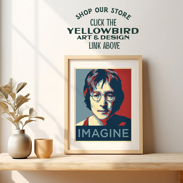 John Lennon Imagine Wall Art Print - Contemporary 8x10 Photo Poster - Cool Unique Gift for Beatles Music Fans - Original Home Decor, Room or Office Decoration - Unframed Picture