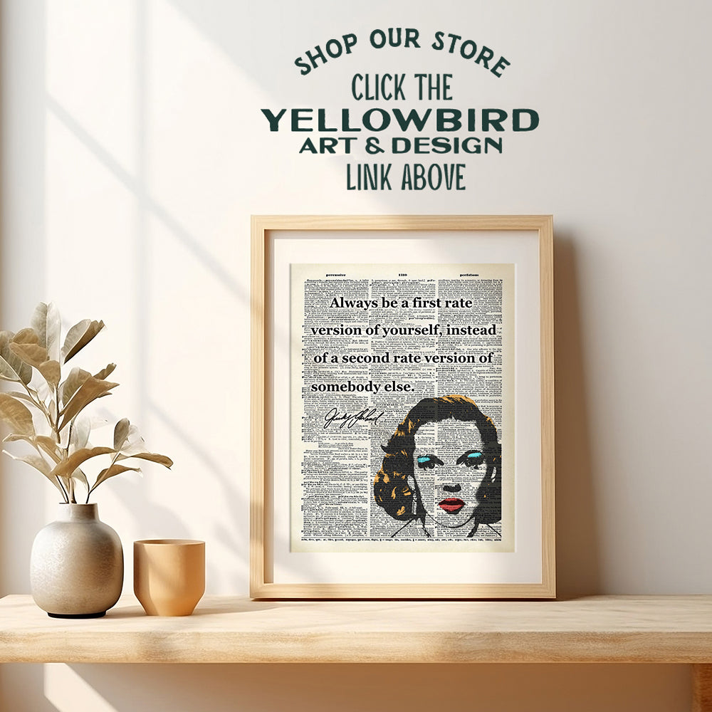 Judy Garland Inspirational Quote Upcycled Dictionary Wall Art Poster Print - Great Motivational Gift for Women, Wizard of Oz Fans - Contemporary Modern Pop Art Home and Office Decor, 8x10 Photo