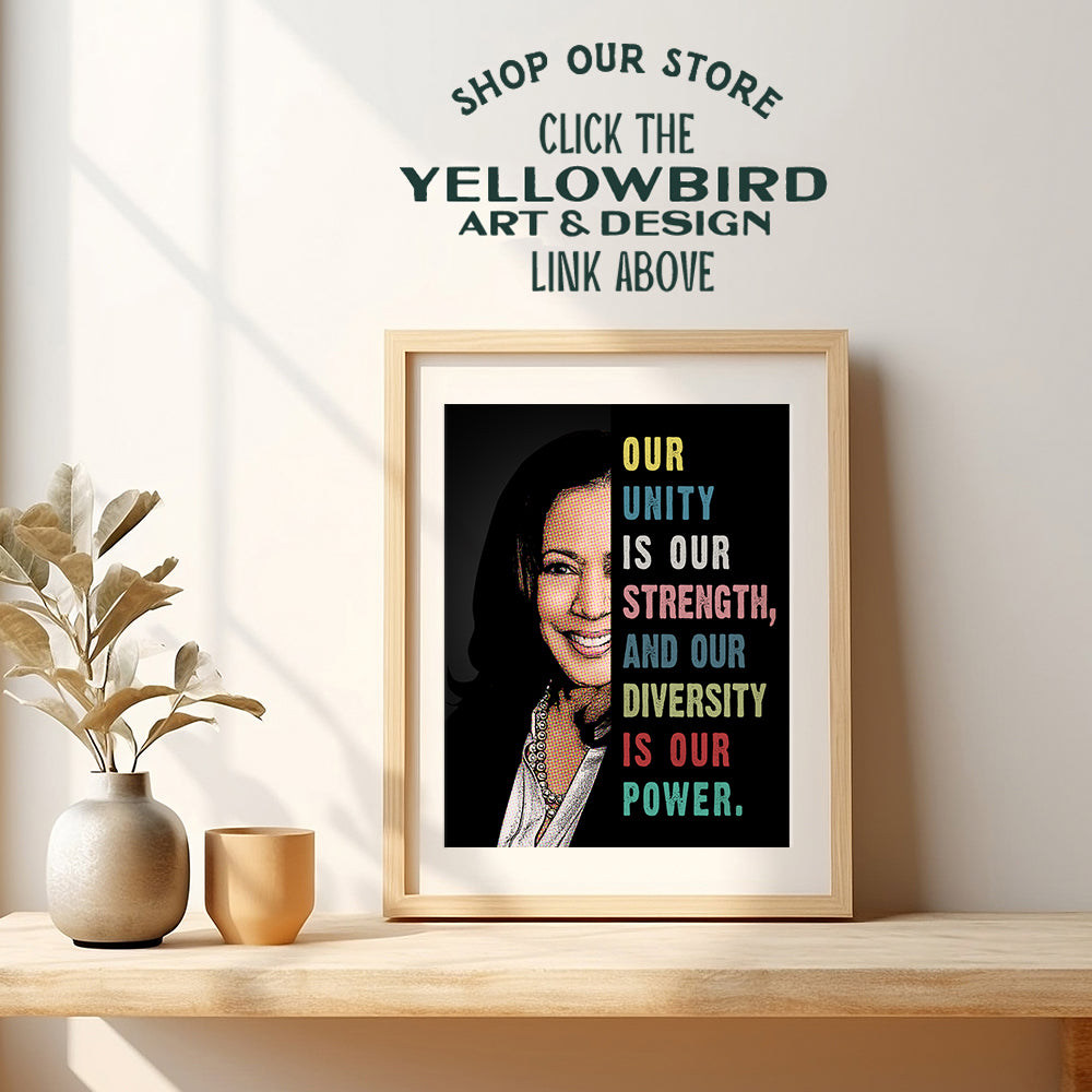 Kamala Harris Madam Vice President Inspirational Quotes Wall Art for African American Women, Girls - Political Gifts - Patriotic Decor - Feminism Feminist Gifts - 8x10 African American Wall Art