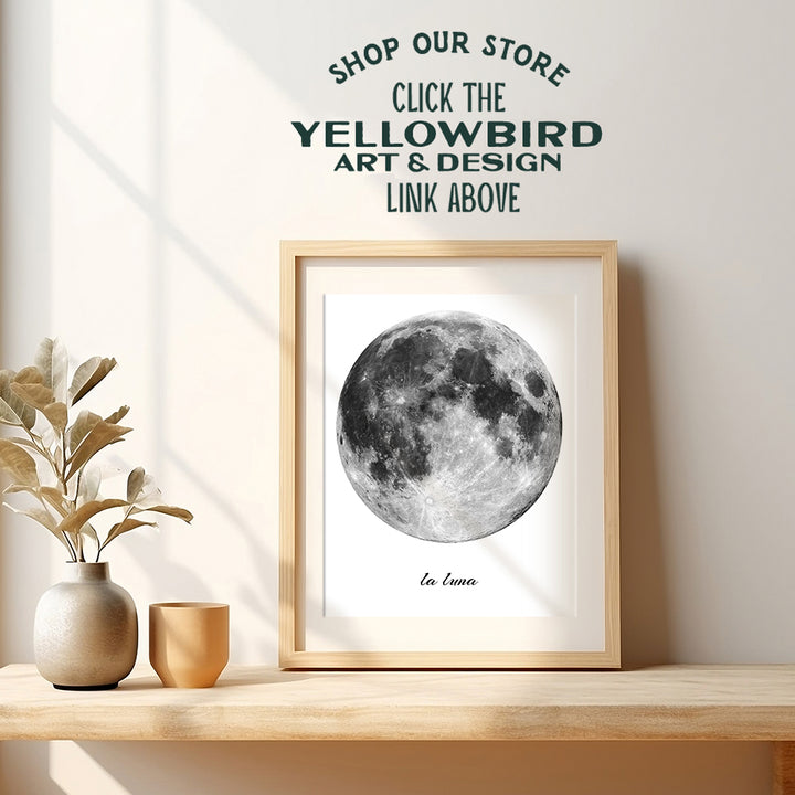 La Luna - Full Moon Decor - Moon Wall Art - Moon Wall Decor - Picture Photo - Unique Astronomy Gifts - Lunar Wall Art