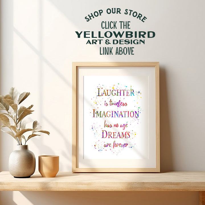 Laughter Inspirational Quote Home Decor - Dreams 8x10 Wall Art Decoration Poster print for Baby, Boy, Girl or Kids Bedroom, Nursery, Office, Living Room - Gift for Fans