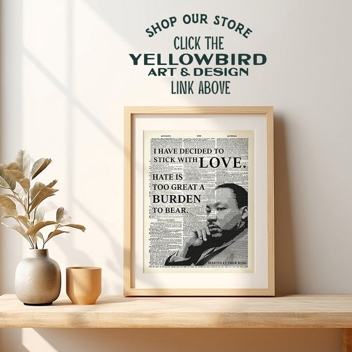 Inspirational Martin Luther King, MLK, Quote Dictionary Wall Art, Home Decor - Upcycled Poster Print for Office or Room Decorations - Gift for Black, African Americans, Civil Rights Fans- 8x10 Photo