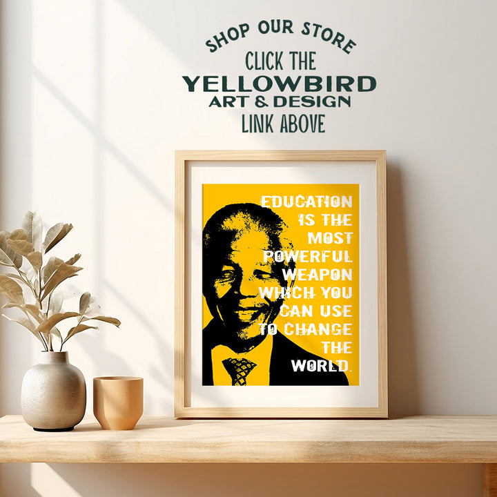 Nelson Mandela Poster, 8x10 - Classroom Decor - Inspirational Quotes Wall Art - Teacher Gifts - School Decorations - Motivational Wall Decor - Nelson Mandela Wall Art - Positive Quotes for Kids