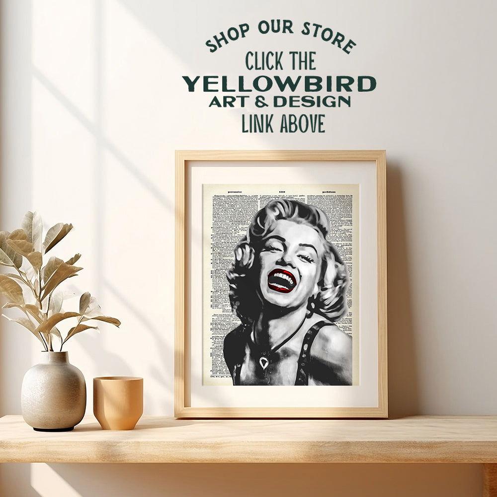 Marilyn Monroe Wall Art - Marilyn Monroe Wall Decor - Banksy Wall Art - Graffiti Wall Art - Banksy Poster - 8x10 Dictionary Art - Classic Movies - Vintage Movie Poster