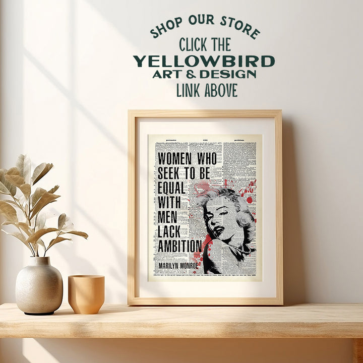 Marilyn Monroe Wall Decor - Office Decor for Women - Motivational Posters for Women - Marilyn Monroe Wall Art - Positive Inspirational Quotes Wall Art - Feminist Wall Decor - Uplifting Gifts - 8x10