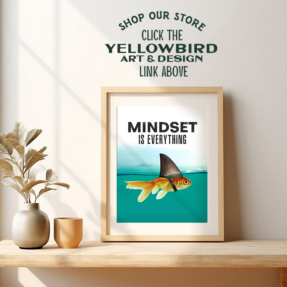 Motivational Wall Art Posters for Home, Office - Mindset is Everything - LARGE 11X14 - Inspirational Gifts for Men, Students - Entrepreneur Wall Art Decor - Uplifting Self-Improvement Positive Quotes