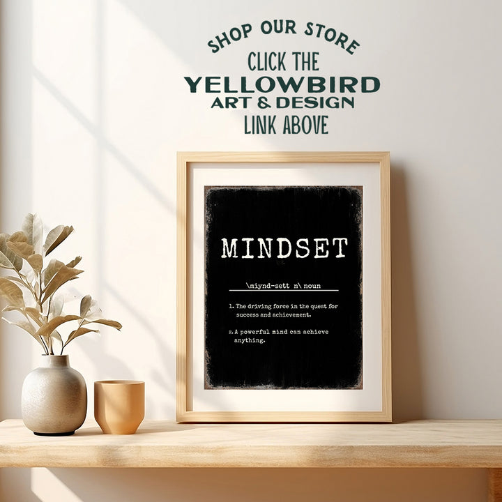 Mindset Inspirational Quotes Wall Decor - Encouraging positive Wall Art - Home Office Decorations for Entrepreneur - Personal Growth Motivational posters for Women, Men - Success Typography Wall Art