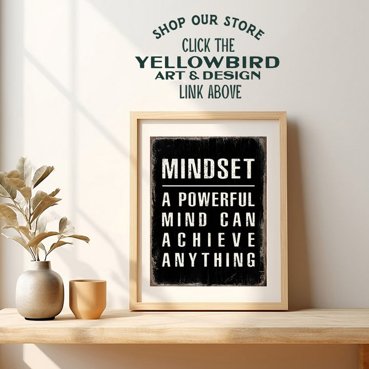 Positive Quotes Motivational Wall Art & Decor - Mindset Is Everything - Encouragement Gifts - Home Office Decor - Growth Mindset Posters for Classroom - Inspirational Sayings for Women, Men