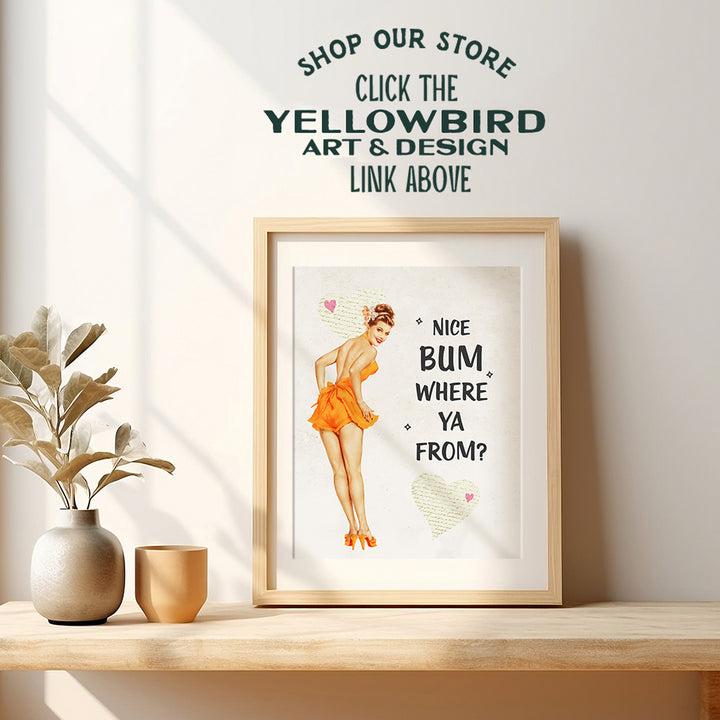 Cute Retro Bathroom Wall Decor Pinup Print - Funny 1950s Vintage 8x10 Wall Art Poster for Bath, Powder Room - Great Unique Humorous Gift for Women - UNFRAMED Picture Decoration - Peach